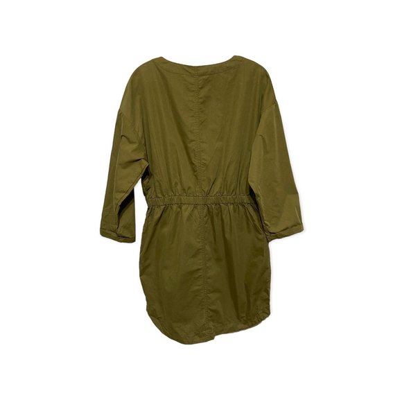 Zara Small Olive Green V Neck Long Sleeve Mini Dress - Picture 4 of 7